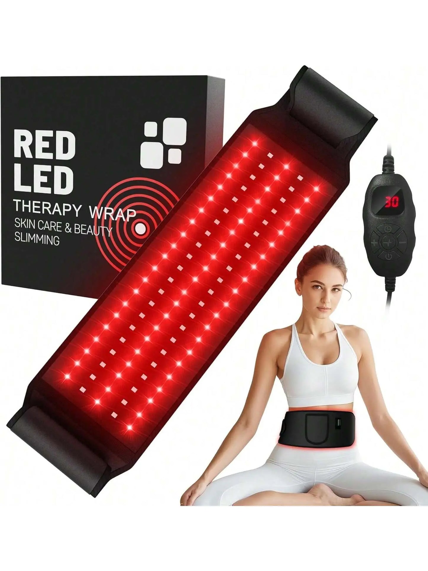 Infrared Red Light Therapy Heating Pad with Adjustable Light Levels and Timer for Targeted Muscle Relief in Back, Shoulders, and Waist