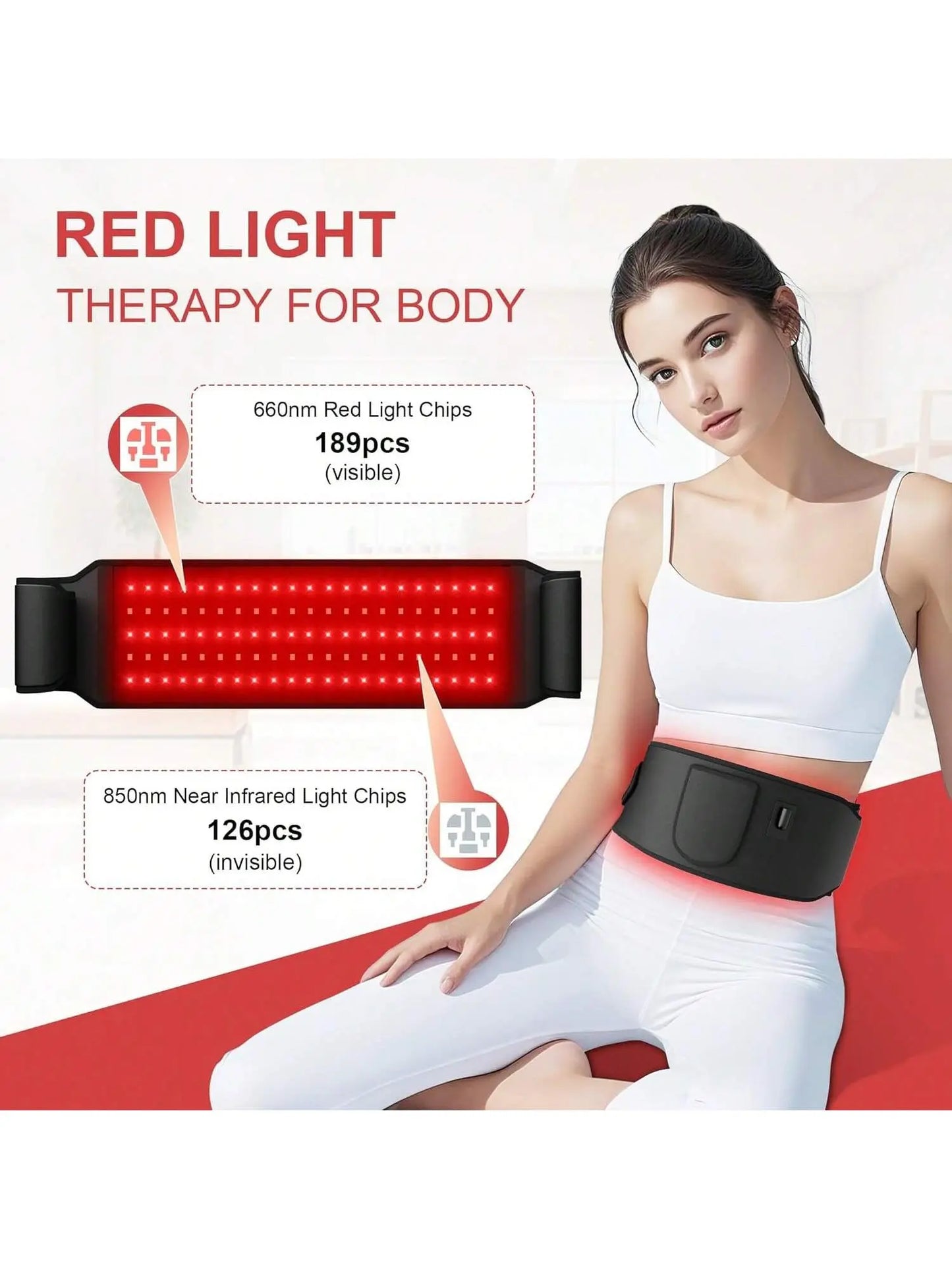 Infrared Red Light Therapy Heating Pad with Adjustable Light Levels and Timer for Targeted Muscle Relief in Back, Shoulders, and Waist