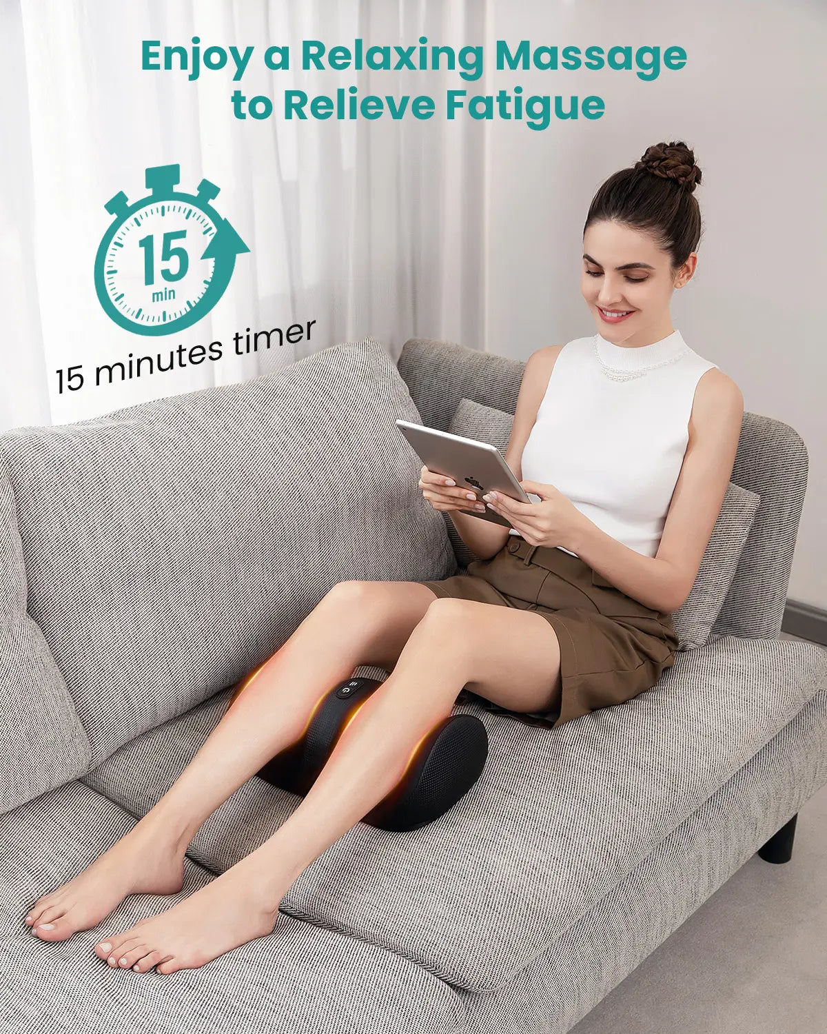 Nekteck Shiatsu Heating 3-IN-1 Leg & Foot Massager with Roller Lightweight Three-Way Massage 3 Intensities Ideal for Offices Home Mother'S Day Gift