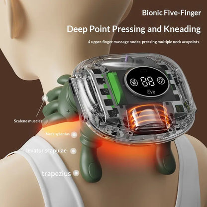 Heated Shoulder Massager, Deep Tissue Massage to Relieve Pain; Electric Cervical Massager Bionic Hand Heating Wireless Portable 3D Kneading Hands Unisex Lightweight & Adjustable Speed Settings