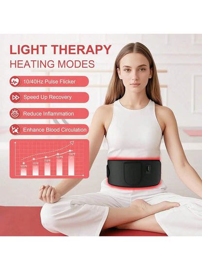 Infrared Red Light Therapy Heating Pad with Adjustable Light Levels and Timer for Targeted Muscle Relief in Back, Shoulders, and Waist