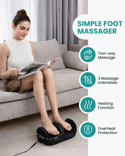 Nekteck Shiatsu Heating 3-IN-1 Leg & Foot Massager with Roller Lightweight Three-Way Massage 3 Intensities Ideal for Offices Home Mother'S Day Gift