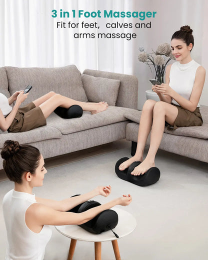 Nekteck Shiatsu Heating 3-IN-1 Leg & Foot Massager with Roller Lightweight Three-Way Massage 3 Intensities Ideal for Offices Home Mother'S Day Gift