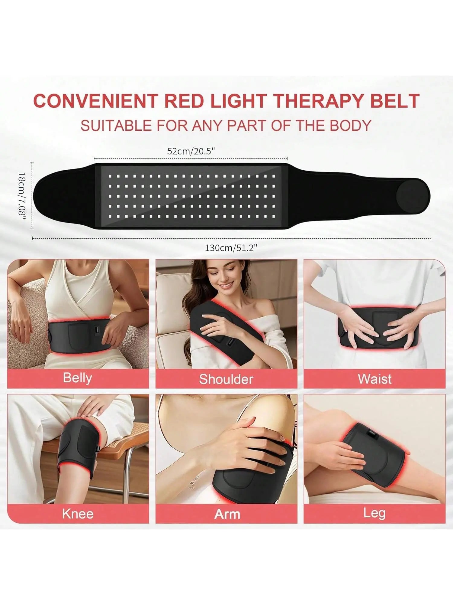 Infrared Red Light Therapy Heating Pad with Adjustable Light Levels and Timer for Targeted Muscle Relief in Back, Shoulders, and Waist