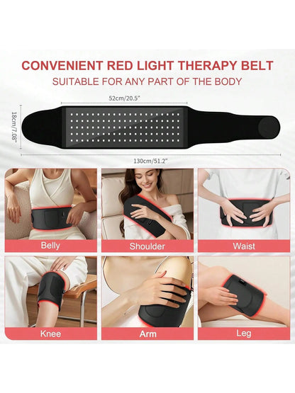 Infrared Red Light Therapy Heating Pad with Adjustable Light Levels and Timer for Targeted Muscle Relief in Back, Shoulders, and Waist